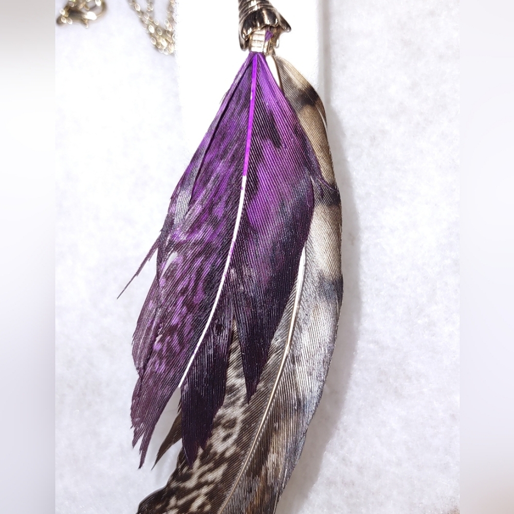 Purple Feather Necklace